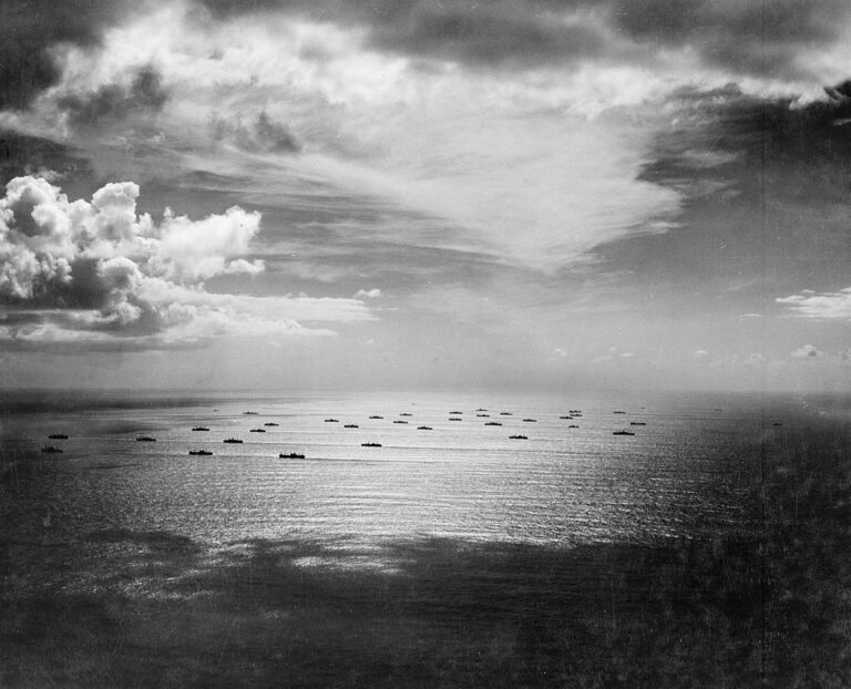 A convoy of naval vessels en route to Casablanca in 1942