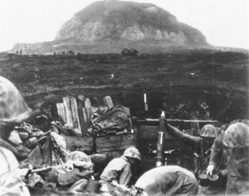 Mortar-Before-Suribachi-USMC-C-Iwo-p20 Mortar-Before-Suribachi-USMC-C-Iwo-p20